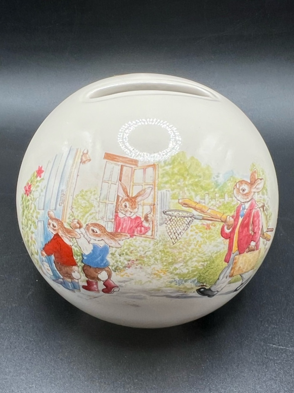 Bunnykins Royal Doulton Vintage Porcelain Round Coin Bank Made in England